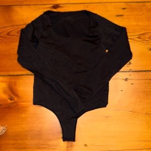 Skims black square neck body suit